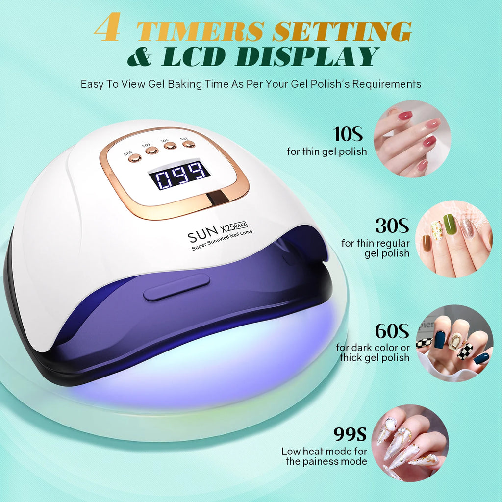 UV LED Nail Lamp 380W Nail Curing Lamps For Home Salon Powerful LED Drying Lamps For All Gel Polish Professional Nail Equipment - Curl and Collar