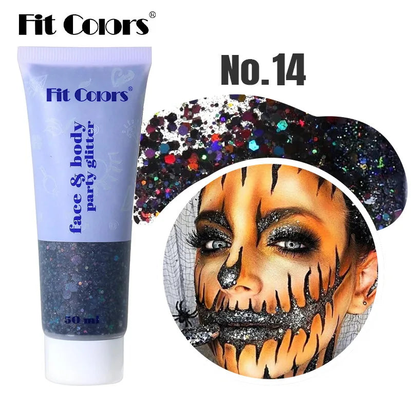 20 Colors Body Glitter Gel Mermaid's Scale Chunky Glitter Sequins Gel for Face Body Hair Nail Christmas and Party - Curl and Collar