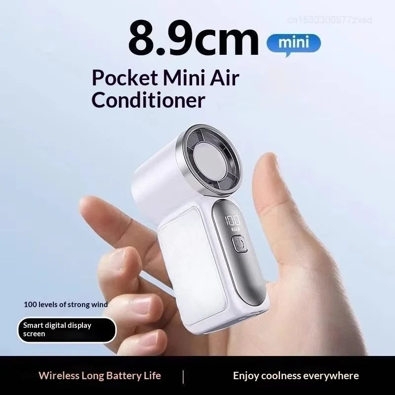 Portable Fan Convenient Creative Mini Fan Pocket Hand-held Fans Lightweight Suitable for Travel Camping Outdoors Digital Display - Curl and Collar