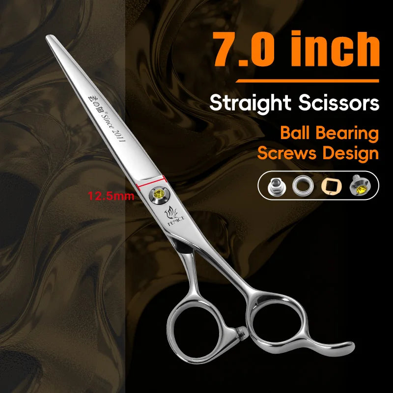 Fenice High-grade JP440C Alloy Steel 7.0/7.5 inch Pet Grooming Scissors Dog Hair Cutting Shears Tool for Pet Groomer Beautician - Curl and Collar