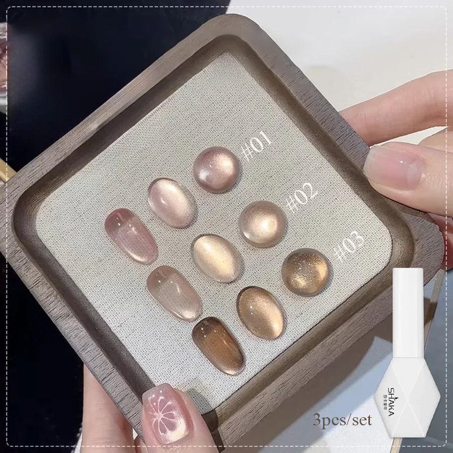 1-12pcs SHAKA Autumn Tanhua Cat Eye Pink Transparent Color Gel Nail Polish 2026 New Simple And Generous Halloween Nail Gel - Curl and Collar