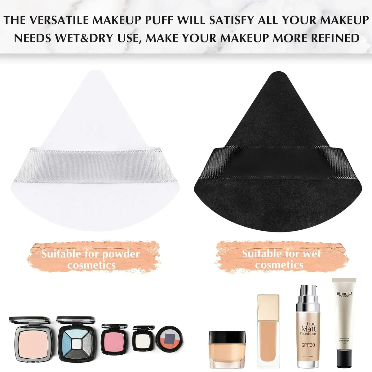 10/20Pcs Triangle Velvet Powder Puff Pizza Flours Mini Face Makeup Sponge Cosmetics Washable Lightweight Makeup Tool - Curl and Collar