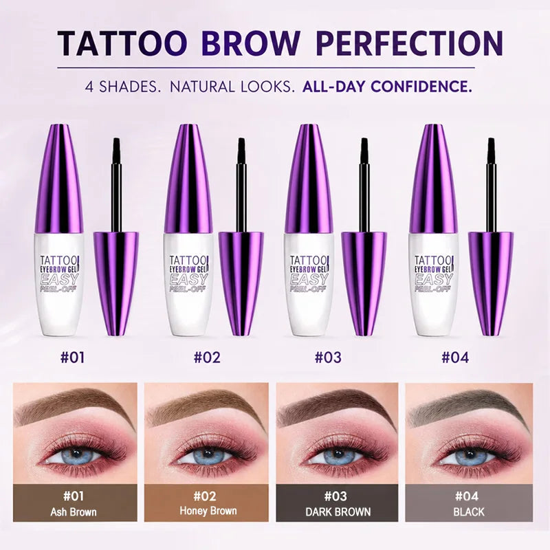 Waterproof Peel Off Eyebrow Tint Gel 10g Long Lasting Brow Makeup Natural Look Smudge Proof Easy Peel Brow Gel 4 Colors for Daily Party Festival Gift - Curl and Collar
