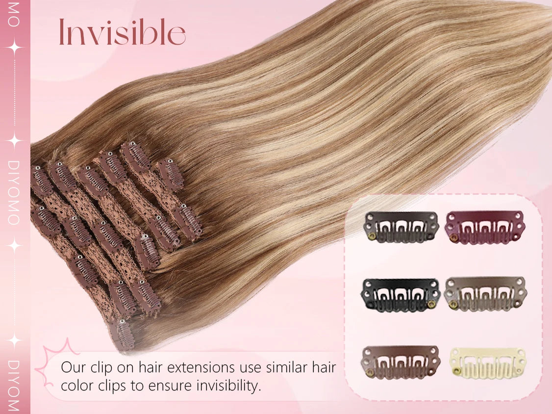 Natural Black Straight Human Hair Extensions Set of 7 PU Clip-In Invisible Wefts 100g Lightweight for Women Hairdressing - Curl and Collar