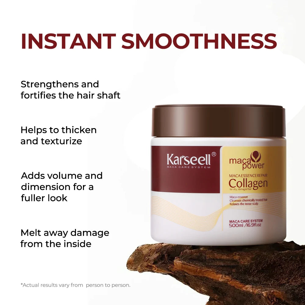 Karseell Collagen Hair Mask 500ml 16.9fl.oz Deep Repair Essence Repair Collagen for Dry Damaged Hair All Hair Type Hair Care - Curl and Collar