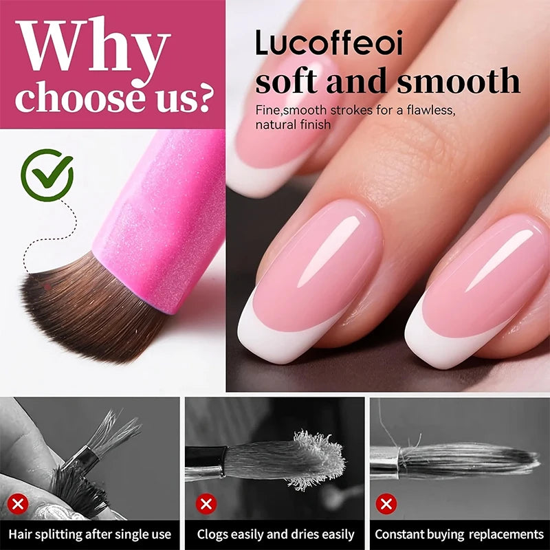 3 in 1 New French Nail Brush,with Multi-function Brush Head-Fine Nail Brush,Suitable for Gel and Acrylic Nails,Precise Cleaning - Curl and Collar