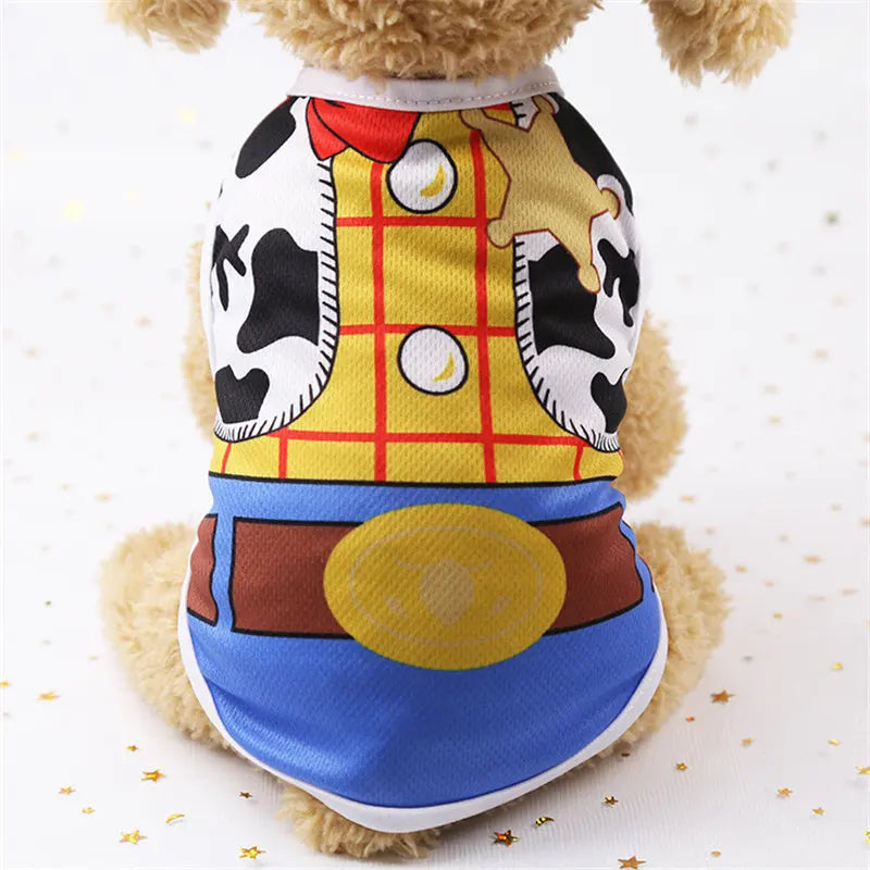 Pet Dog Clothes Cartoon Clothing Puppy Dogs Soft Vests Summer Shirt Casual T-Shirt for Small Pet Supplies - Curl and Collar