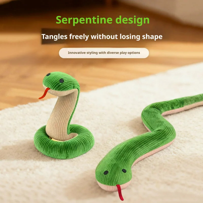 Interactive Snake‑Shape Pet Chew Toy, Bite‑Resistant Plush Sound Toy Teeth‑Cleaning for Kittens Puppies Small Pets - Curl and Collar