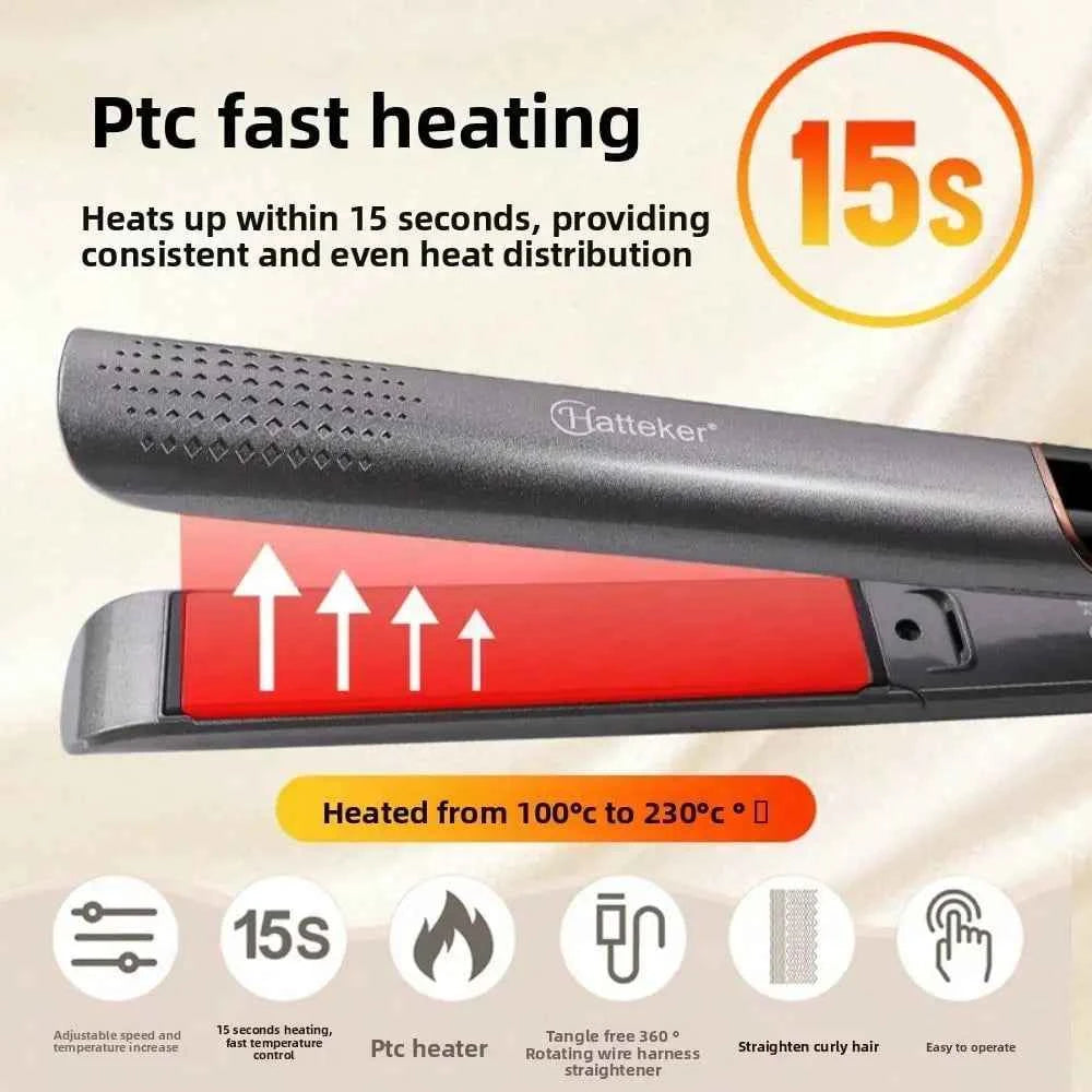 Hatteker Hair Straightener Curling Iron Hair Salon Hair Electric Splint Hair Puller Curling And Straightening Dual-Purpose Perm Cross-Border