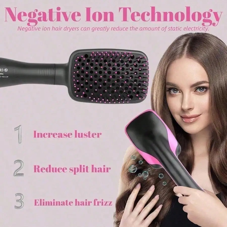 3-in-1 Styling Tool: Negative Ion Hot Air Straightener—Combines Straightening, Drying, and Smoothing Functions in One Device - Curl and Collar