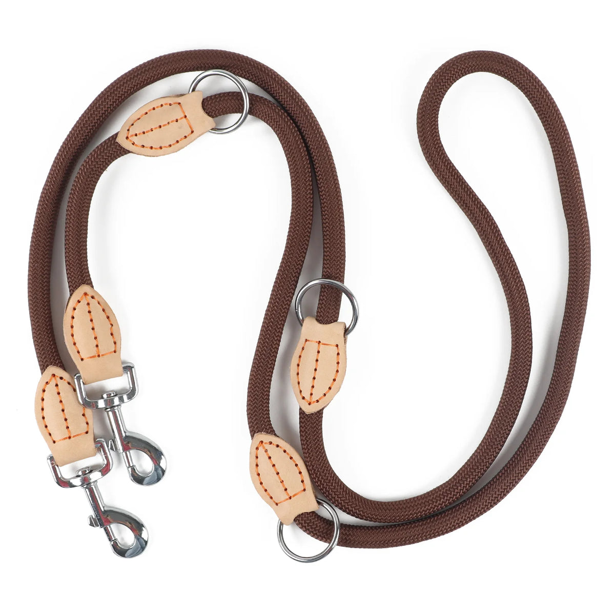 210cm Double Dog Leash – Adjustable Nylon Hands-Free Lead for Small & Medium Dogs - Curl and Collar