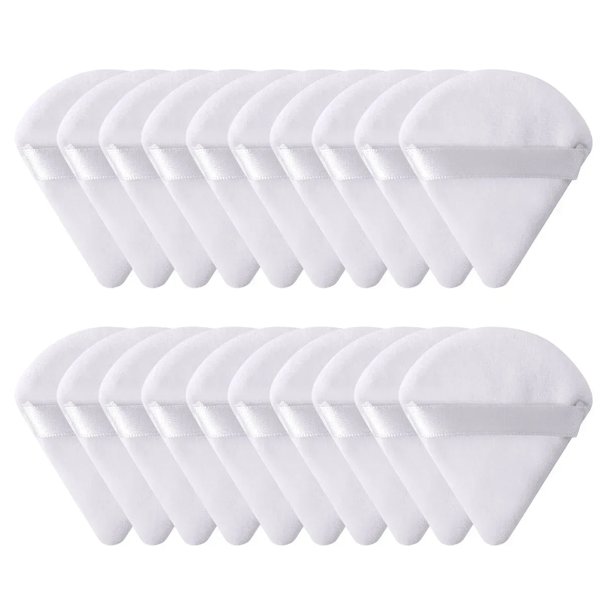 10/20Pcs Triangle Velvet Powder Puff Pizza Flours Mini Face Makeup Sponge Cosmetics Washable Lightweight Makeup Tool - Curl and Collar