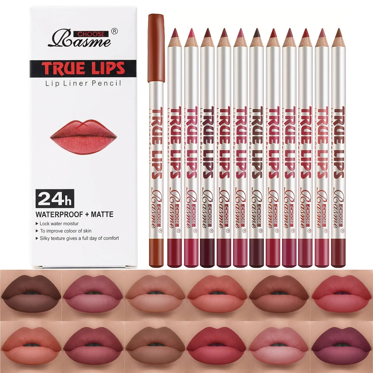 36Color Matte Lip Liner Pencil Set, Long Lasting Waterproof Smooth Lip Liners, Velvet Lip Pencils for Lips Makeup, Nude Red Brown Lip Liner Kit for Women Daily Party Cosmetics - Curl and Collar