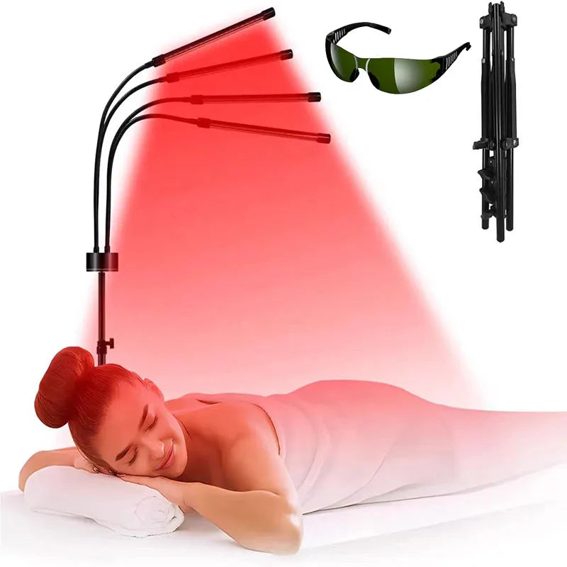 Led Red Light Lamp, Floor-Standing Tripod 660Nm/850Nm, USB with Timer and Dimming Function, Home Exercise Yoga Lamp, Pet Care. - Curl and Collar