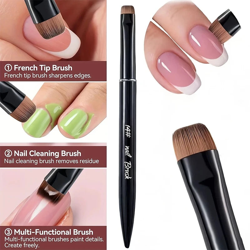 3 in 1 New French Nail Brush,with Multi-function Brush Head-Fine Nail Brush,Suitable for Gel and Acrylic Nails,Precise Cleaning - Curl and Collar