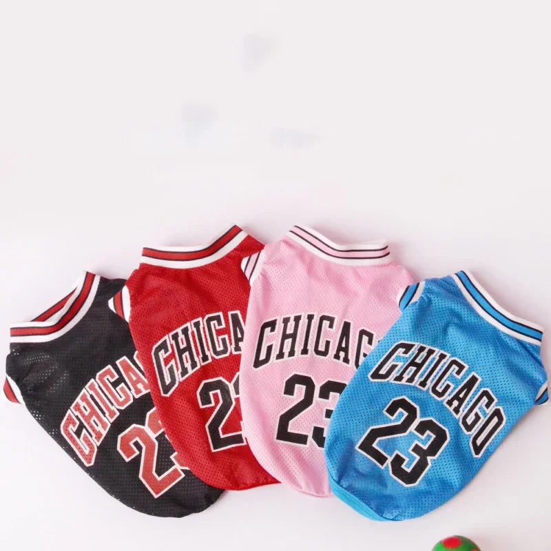 Summer Dog Clothes Mesh Breathable Sport Dog Jersey Basketball Clothes Puppy T-Shirt Summer Pet Cat Shirts For Small Large Dogs - Curl and Collar