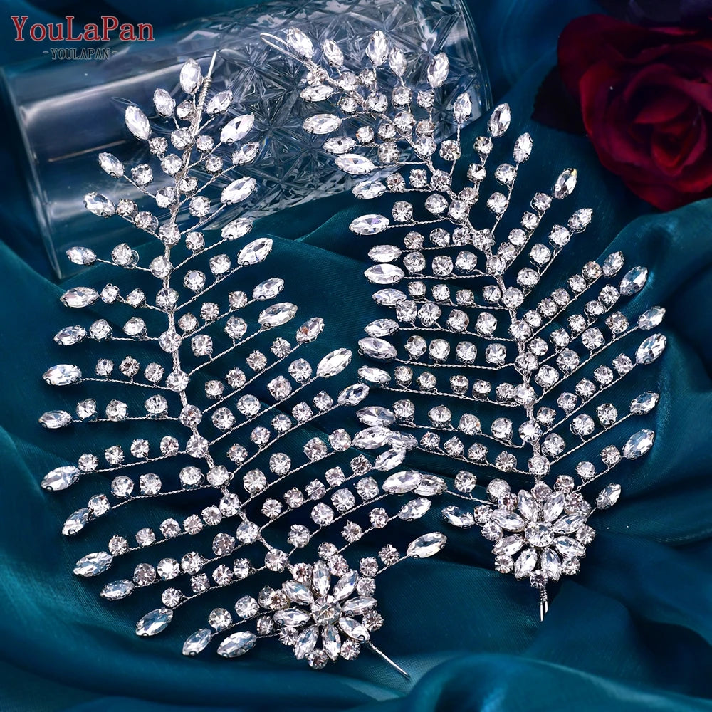 YouLaPan Rhinestone Tiara Bridal Headdress Wedding Hair Accessories Pageant Crown Woman Hair Clip Bridal Hairpin for Party HP254