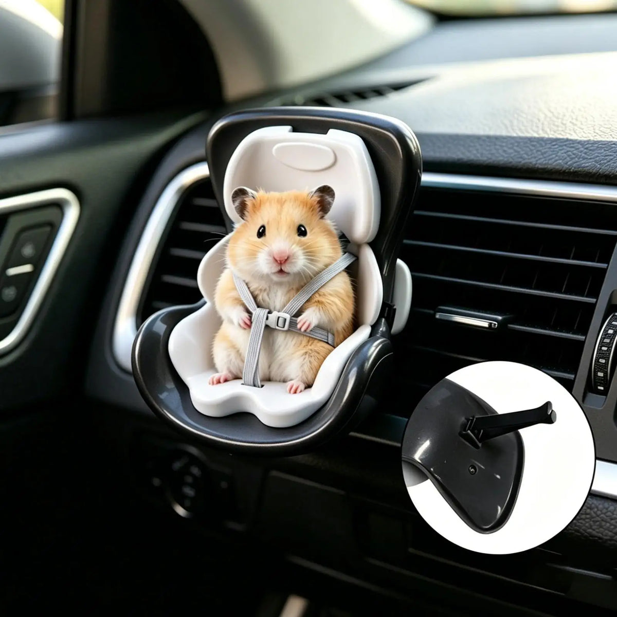 Hamster Car Seat for Small Animals Portable Carrier for Guinea Pig Hedgehog Chinchilla Ferret Travel Safety Cage Vehicle Perch - Curl and Collar