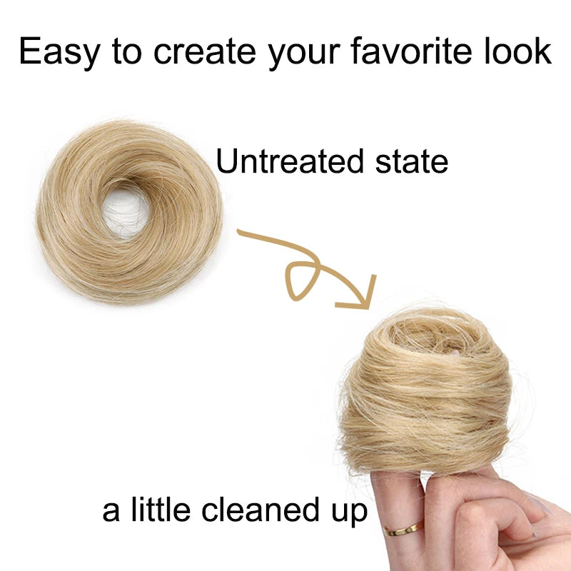 WIGSIN Synthetic Messy Dount Hair Buns Updo Chignon With Elastic Hair Exension for Women Daily Lazy Hair Accessories - Curl and Collar