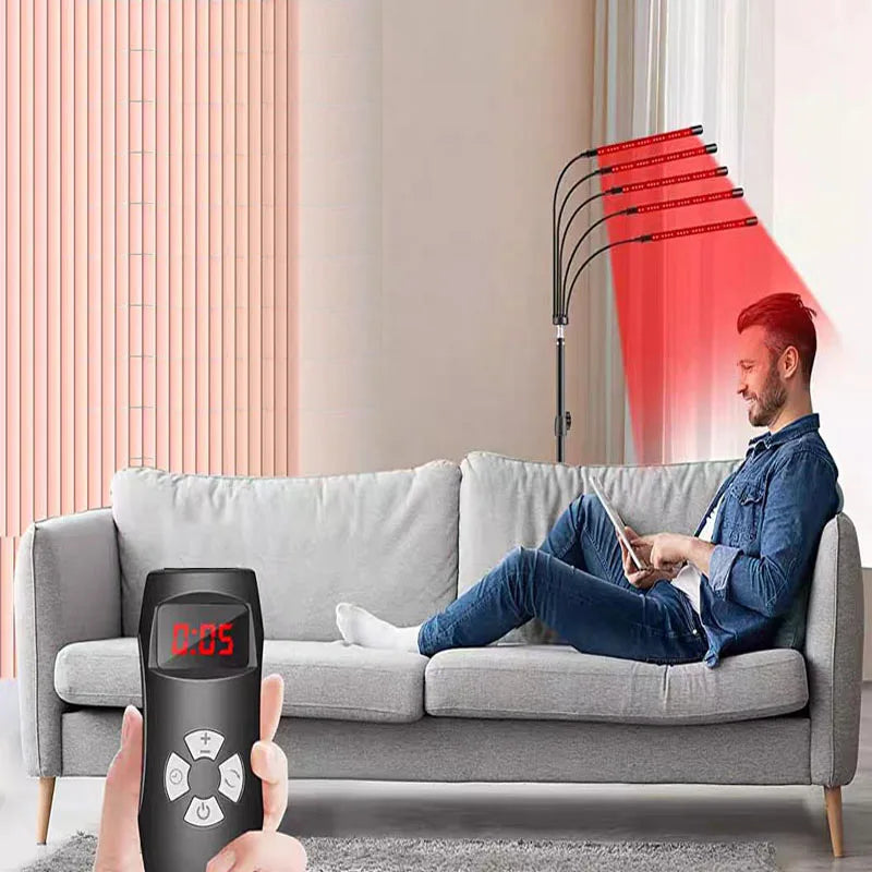 Led Red Light Lamp, Floor-Standing Tripod 660Nm/850Nm, USB with Timer and Dimming Function, Home Exercise Yoga Lamp, Pet Care. - Curl and Collar