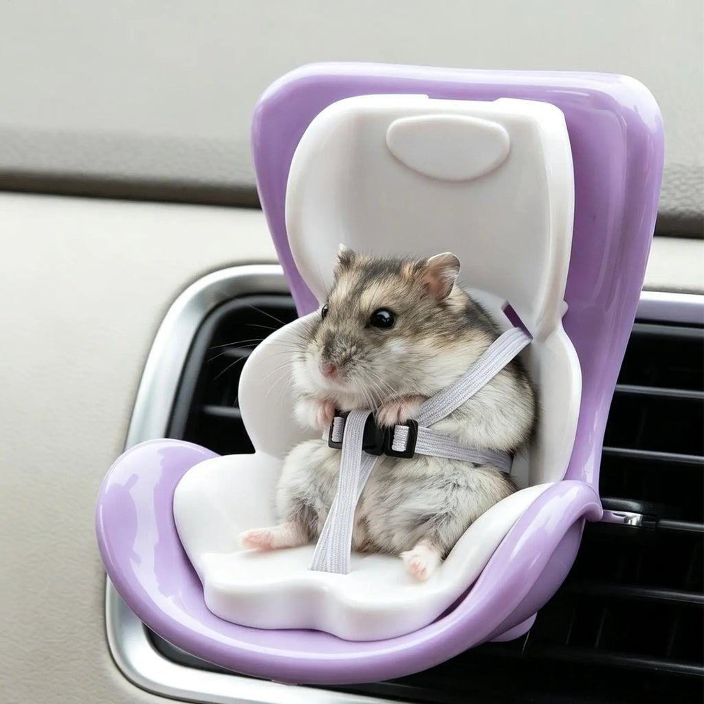 Hamster Car Seat for Small Animals Portable Carrier for Guinea Pig Hedgehog Chinchilla Ferret Travel Safety Cage Vehicle Perch - Curl and Collar