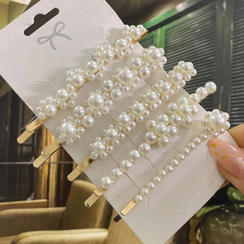 Simulated Pearl Hair Clips For Women Korean Women Hairpins Girl Geometric Hair Barrettes Fashion Hairgrip Hair Accessories