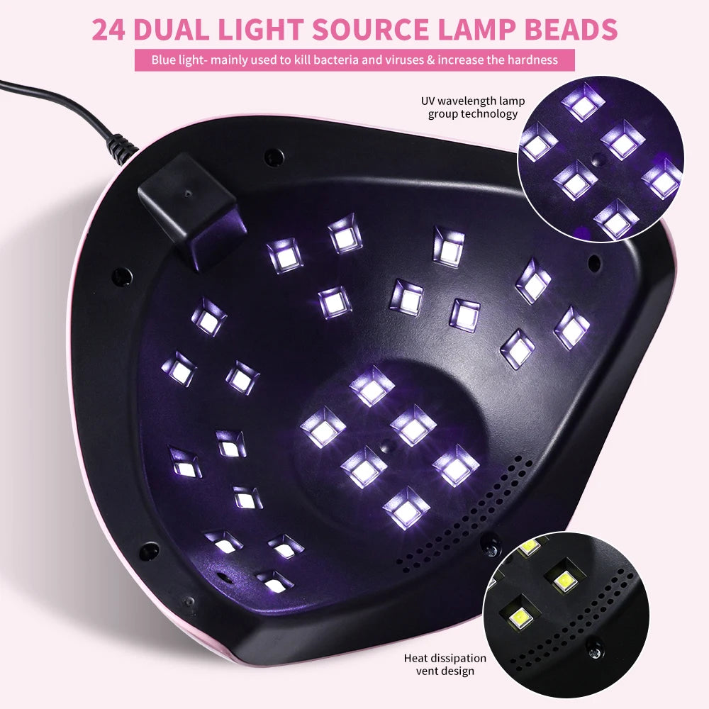 LIMEGIRL Nail UV Dryer Machine Professional 24 LED UV Manicure Lamp Home Use Nail Lamp For Drying Polish Varnish With USB Cable - Curl and Collar