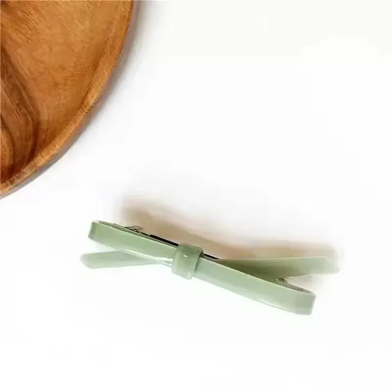Chic Bow Hair Clips Plain Color Acetate Hairgrip Hairpin Cute Sweet Simple Bow Knot Bow Tie Side Pins Women Hair Accessories
