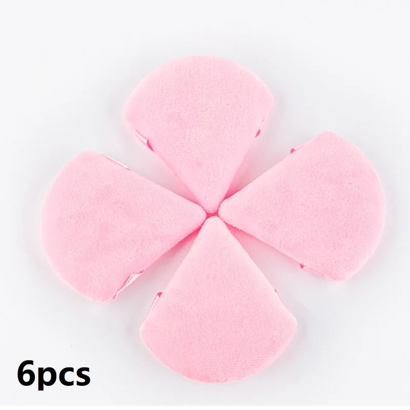 1/2/3/6Pcs Triangle Velvet Powder Puff Face Cosmetic Eye Beauty Makeup Tool Reusable Sponge Washable Mini Powder Puff Accessorie - Curl and Collar