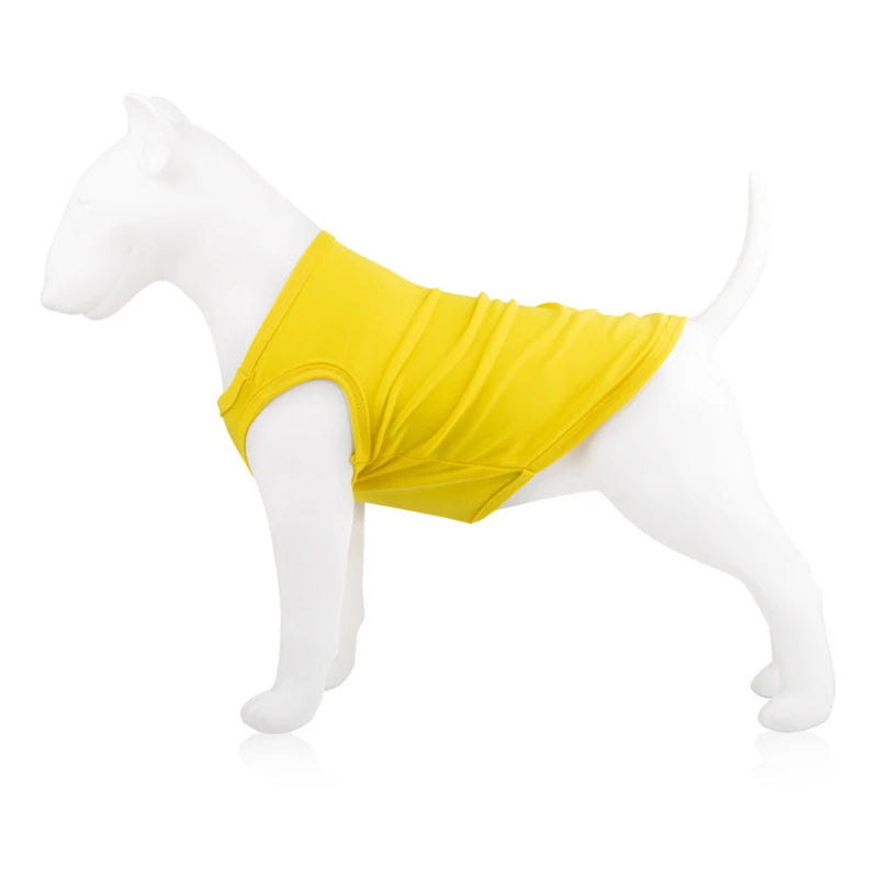 XS-XXL Summer Pure Cotton Puppy Blank Dog Shirt Clothes Soft Plain Doggy Vest Cat Bottoming T Shirts for Small Medium Large Dogs - Curl and Collar