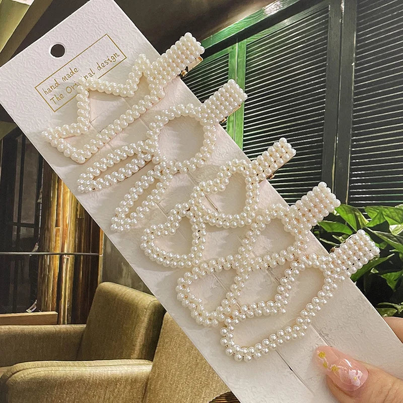 Simulated Pearl Hair Clips For Women Korean Women Hairpins Girl Geometric Hair Barrettes Fashion Hairgrip Hair Accessories