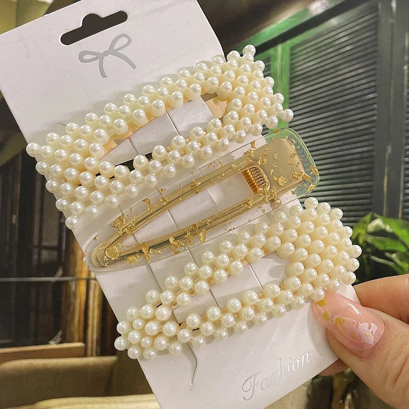 Simulated Pearl Hair Clips For Women Korean Women Hairpins Girl Geometric Hair Barrettes Fashion Hairgrip Hair Accessories