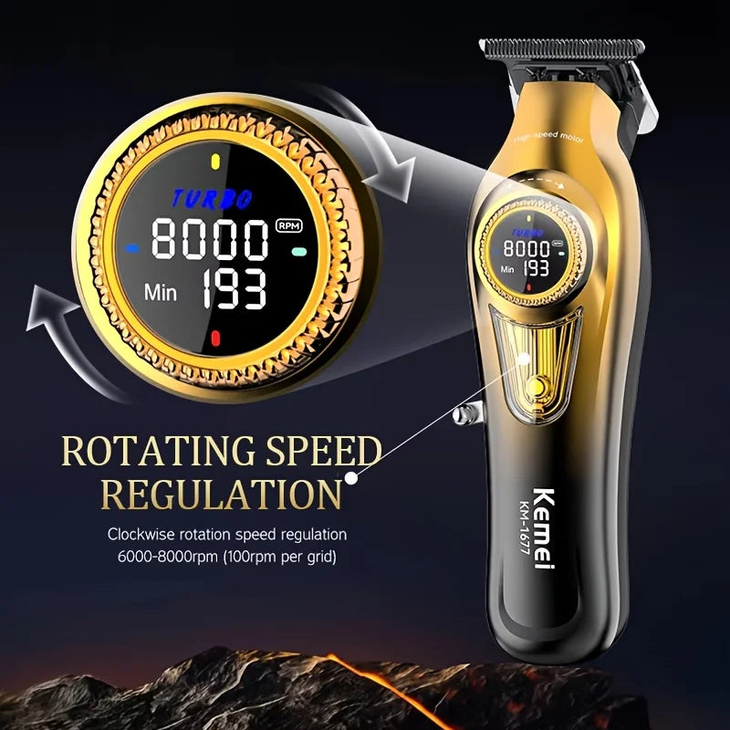 KM-1691+ KM-1671+ KM-T228 High-Performance Men's Grooming Kit: Powder Metallurgy Ceramic Blade Hair Clipper, High-Speed Reciprocating Electric Shaver, Premium 2-in-1 Trimmer for Home Use - Curl and Collar