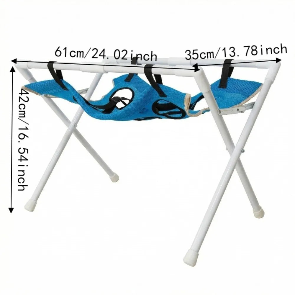 Folding Cat Bathing Rack Breathable Anti-Bite Pet Grooming Hammock Stable Structure Quick-Dry Mesh Pet Washing Station - Curl and Collar