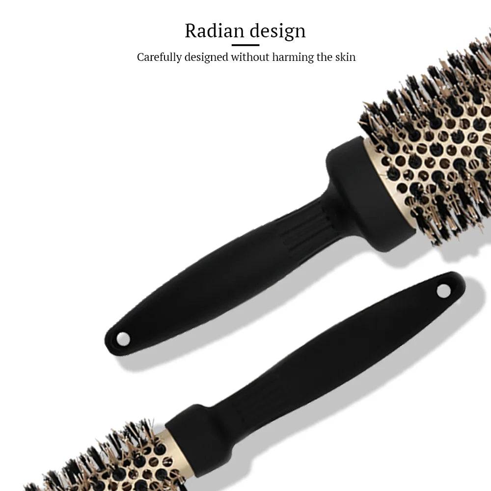 Hair Brush Comb Professional High Temperature Resistant Ceramic Iron Round Comb 5 Sizes For Blow Dry Salon Styling Tools