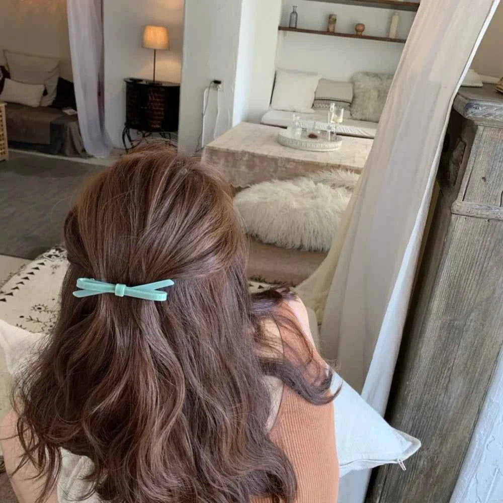 Chic Bow Hair Clips Plain Color Acetate Hairgrip Hairpin Cute Sweet Simple Bow Knot Bow Tie Side Pins Women Hair Accessories