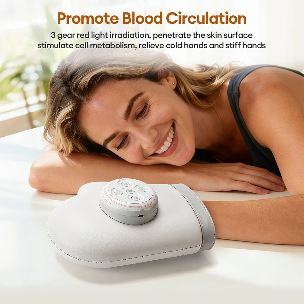 Electric Hand Massager Glove Air Pressure Kneading Airbag Compress Hot Compress Wrist Finger Palm Acupoint masajeador - Curl and Collar