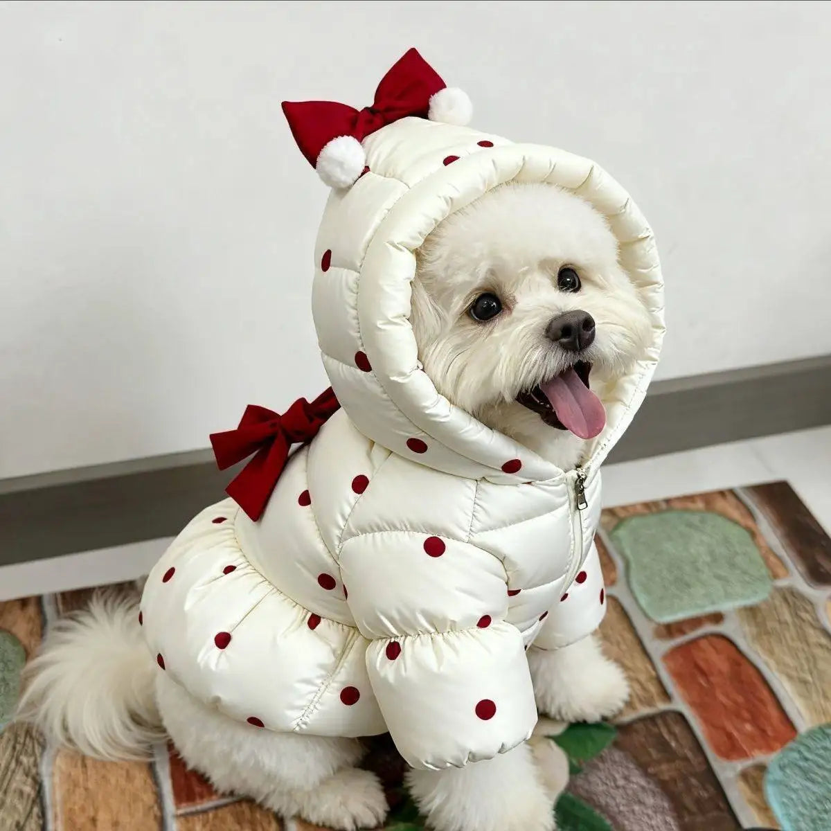 Pet Autumn/Winter Bow Warm Coat, Cat Thick Cute Dress Dog Clothes for Small Dogs Puppy Clothes