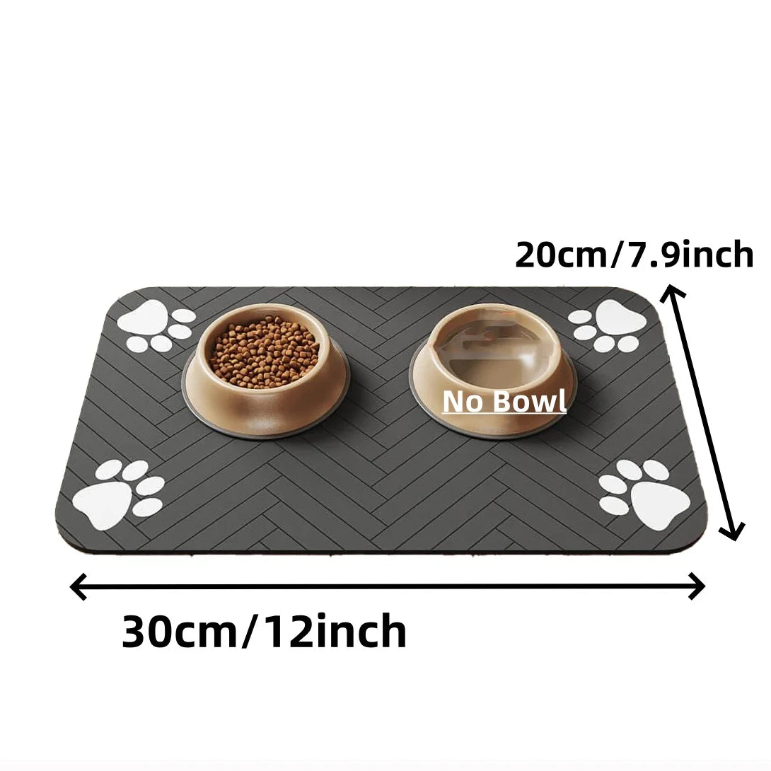 Pet Feeding Mat-Absorbent Pet Placemat for Food and Water Bowl with Waterproof Rubber Backing Quick Dry Water Mat for Dog Cat - Curl and Collar