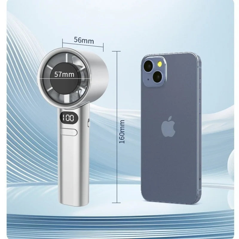 HOMEFISH Portable Handheld Fan USB Rechargeable High-Speed Electric Cooling Fan for Personal Use - Curl and Collar