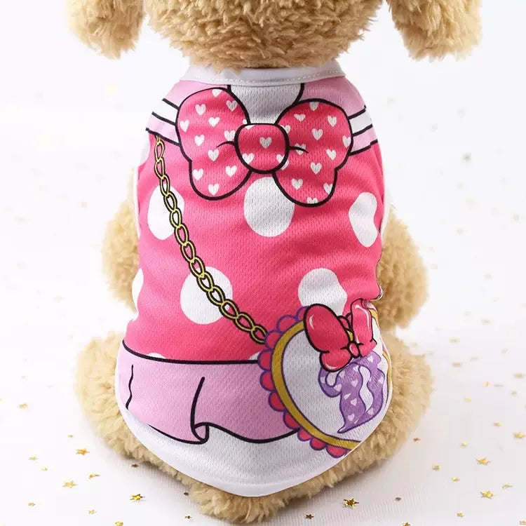 Pet Dog Clothes Cartoon Clothing Puppy Dogs Soft Vests Summer Shirt Casual T-Shirt for Small Pet Supplies - Curl and Collar