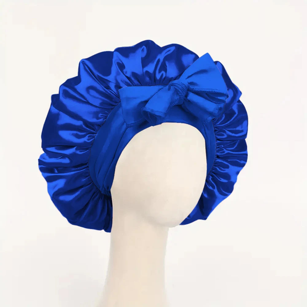 Satin Bonnet Silk Bonnet Adjustable Bonne For Sleeping Hair Bonnet With Tie Band Bonnets For Women Men - Curl and Collar