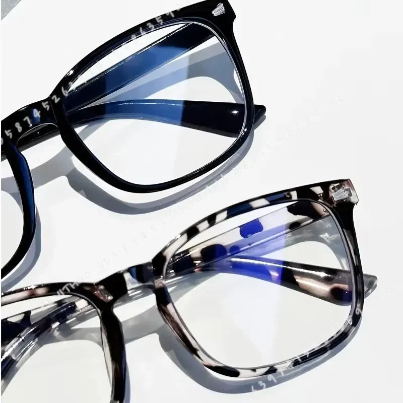 2pcs Women Square Blue Light Blocking Glasses Minimalist Black Clear Frame Anti Eye Strain for School Office Computer Use - Curl and Collar
