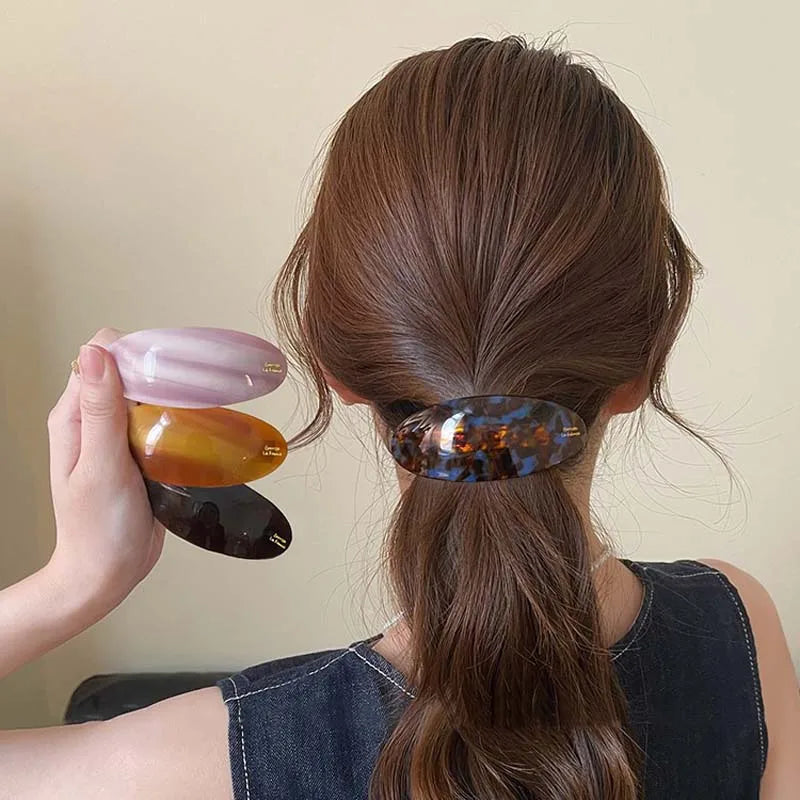Vintage Acetic Acid Oval Hair Clip for Women Girls Korean Large Spoon Clip Spring Clip Hair Clip Top Clip Hair Accessories - Curl and Collar