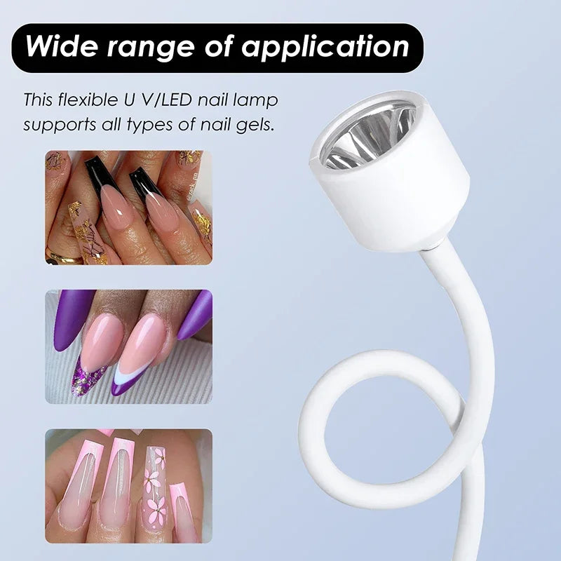 Mini Nail Dryer UV LED Nail Lamp Foldable USB Curing Lights Desk Lamp For Nail Gel Polish Quick Dry Nail Art Dryer Manicure Tool - Curl and Collar