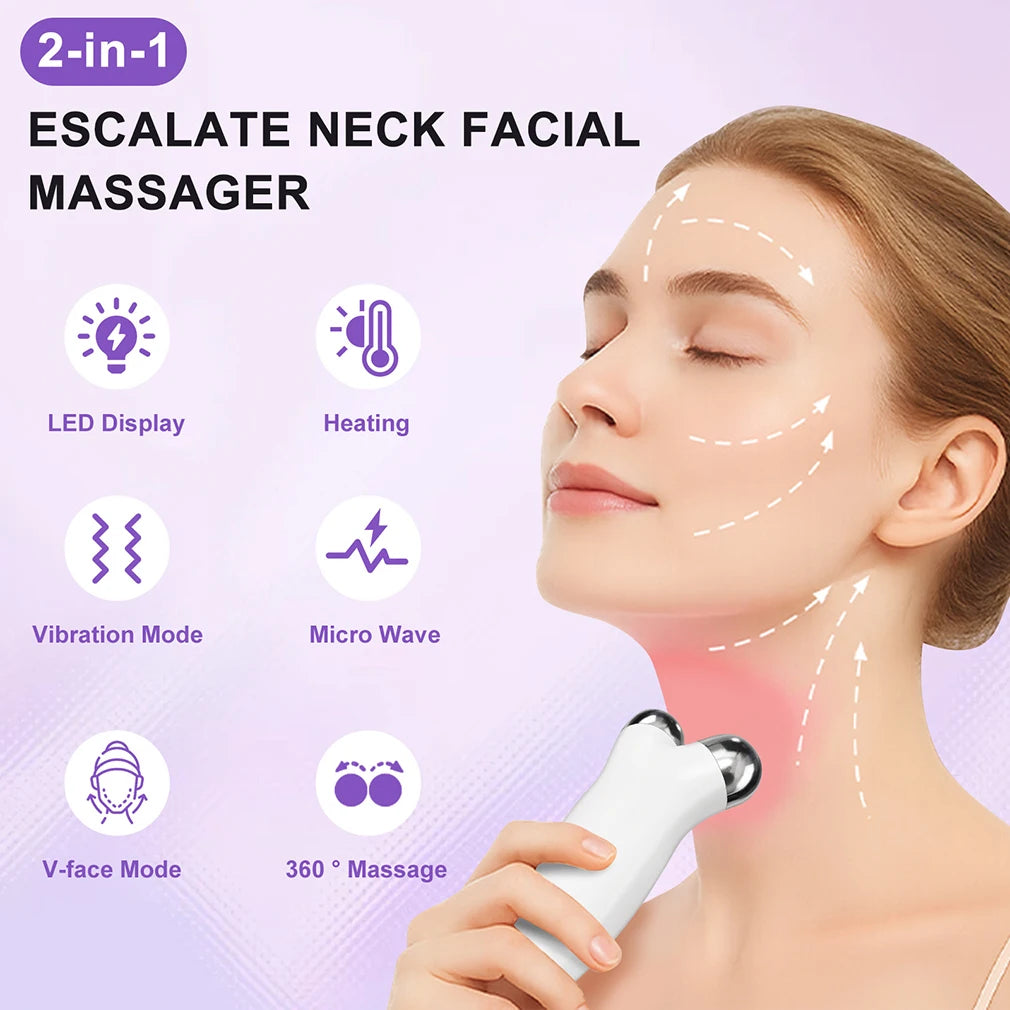 Electric V Face Lift Machine Beauty EMS LED Facial Roller Skin Rejuvenation Microcurrent V-Face Neck Massager Relaxing Removal Wrinkle Dainly Instrument - Curl and Collar