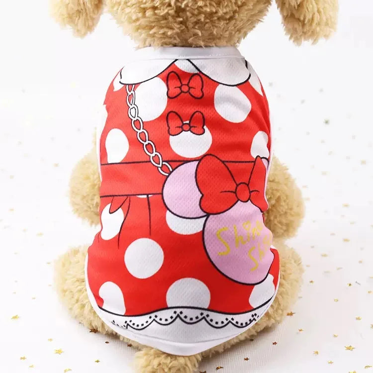 Pet Dog Clothes Cartoon Clothing Puppy Dogs Soft Vests Summer Shirt Casual T-Shirt for Small Pet Supplies - Curl and Collar