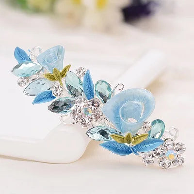 EASYA Fashion Exquisite Crystal Flower Hairpin Enamel Barrettes Girls Hair Accessories Headwear Jewelry For Women Girls