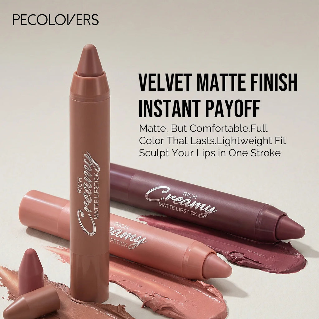 6PCS/SET Creamy Matte Lipstick Kit, 6 Versatile Everyday Lip Shades, Silky Smudge-Proof Lip Crayon, Smooth Glide-On Application, Lightweight Comfortable Wear, Travel-Friendly Beauty Essentials - Curl and Collar