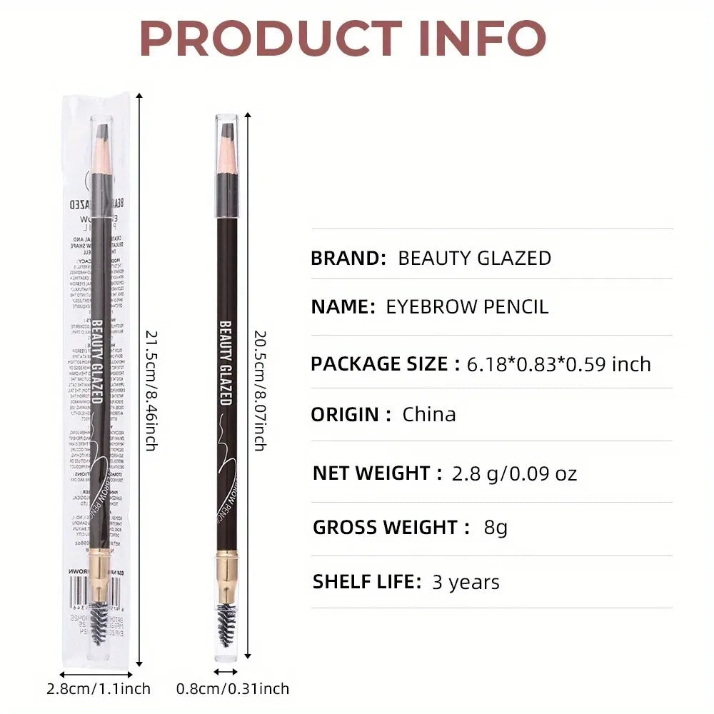 4 Pack Waterproof Eyebrow Pencils - Dual-Ended with Spoolie Brush | Smudge Proof Long Lasting - Curl and Collar